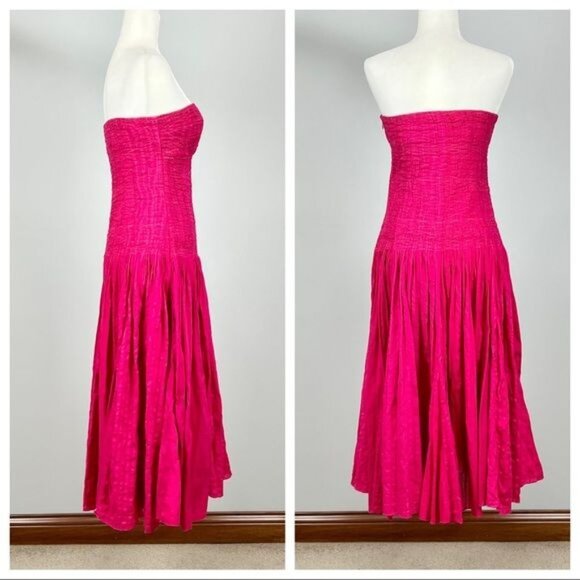 Diane Von Furstenberg DVF Womens Sheryl Strapless Midi Dress Magenta Pink size 6 - Picture 9 of 13